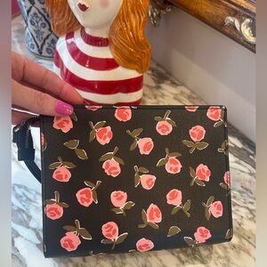Kate Spade Ditsy Rose Black Pink Rose Clutch